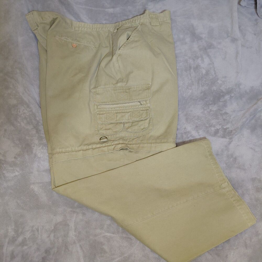 RedHead Convertible Cargo Pants Mens 54 Beige Cotton Detachable Leg Zip Off  VTG